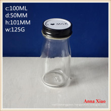 100ml Glass Milk Bottle with Tin Lids on Sale